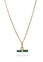 Load image into Gallery viewer, Mini Malachite T-Bar Necklace, Gold
