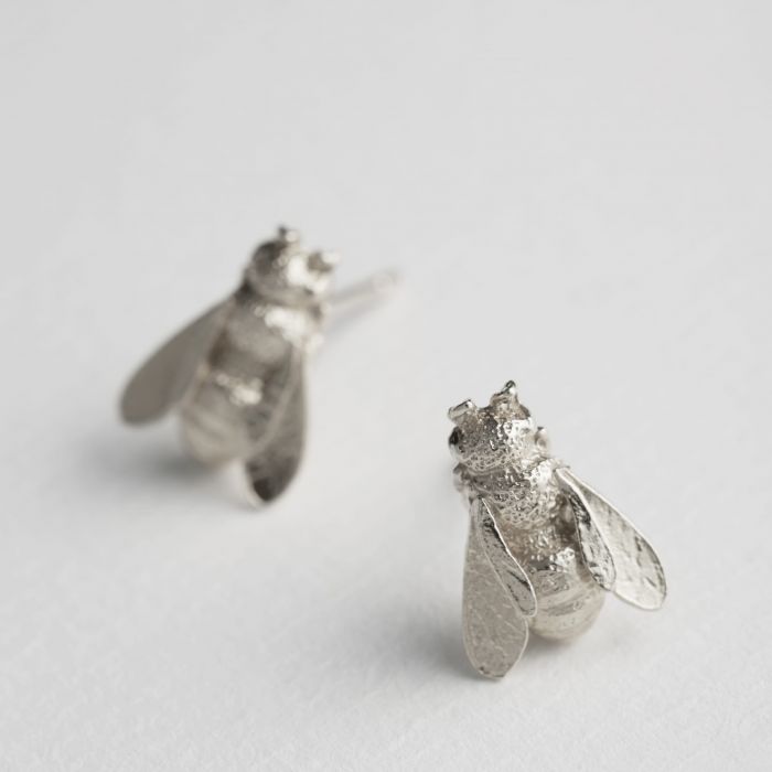 Large Honey Bee Studs, Silver