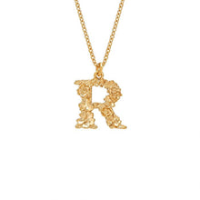 Load image into Gallery viewer, Floral Letter R Necklace, Gold
