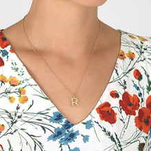 Load image into Gallery viewer, Floral Letter R Necklace, Gold
