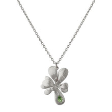 Load image into Gallery viewer, Single Rosette Necklace set with Teardrop Peridot, Silver
