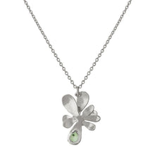 Load image into Gallery viewer, Single Rosette Necklace set with Teardrop Peridot, Silver
