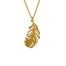 Load image into Gallery viewer, Peacock Feather Necklace, Gold
