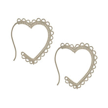 Load image into Gallery viewer, Lace-Edged Heart Hoop Earrings, Silver
