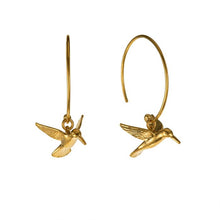 Load image into Gallery viewer, Hummingbird Hoop Earrings, Gold
