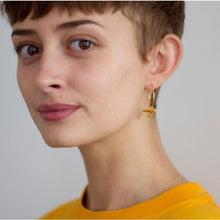 Load image into Gallery viewer, Hummingbird Hoop Earrings, Gold
