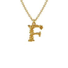 Load image into Gallery viewer, Teeny Tiny Floral Letter F Necklace, 18ct Gold
