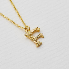 Load image into Gallery viewer, Teeny Tiny Floral Letter F Necklace, 18ct Gold
