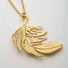 Load image into Gallery viewer, Big Feather Necklace, Gold
