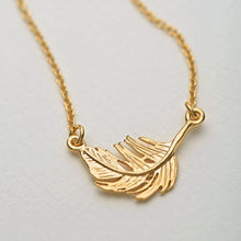 Load image into Gallery viewer, Little Feather In-line Necklace, Gold
