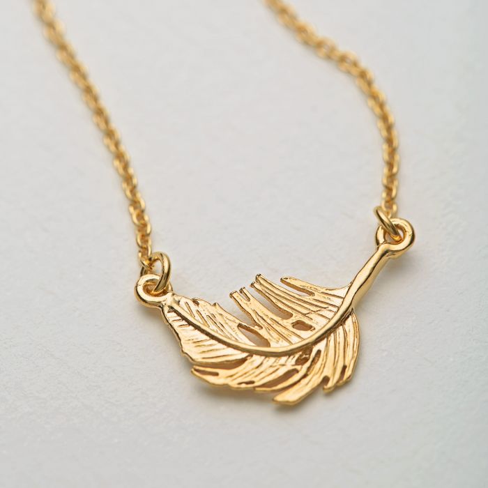 Little Feather In-line Necklace, Gold