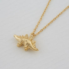 Load image into Gallery viewer, Teeny Tiny Stegosaurus Necklace, 18ct Gold
